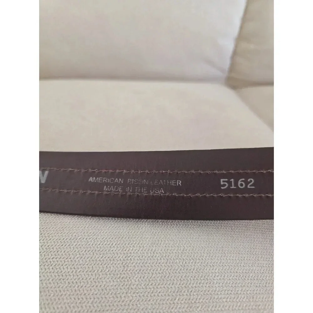 Vintage Bison Coloma Brown 5162 Leather Buckle Belt USA Croc Emboss Mens Size 40